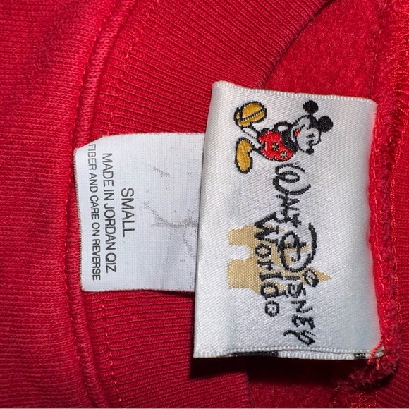 Vintage 90s Mickey Mouse Walt Disney World Red Crewneck Sweater Small Pullover - Picture 5 of 10